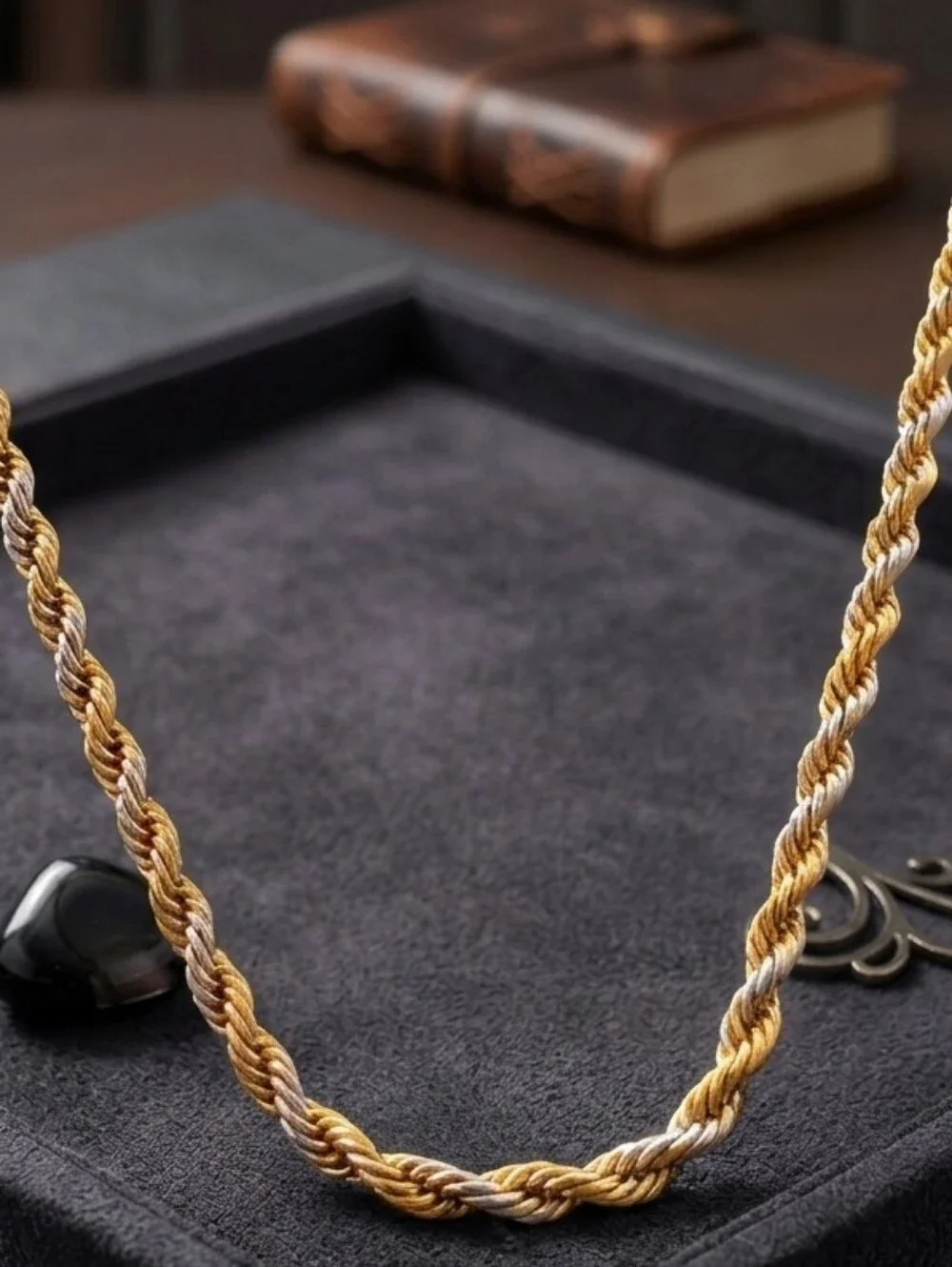 Premium Classic Twisted Rope Necklace in Gold Silver Plated On SSteel